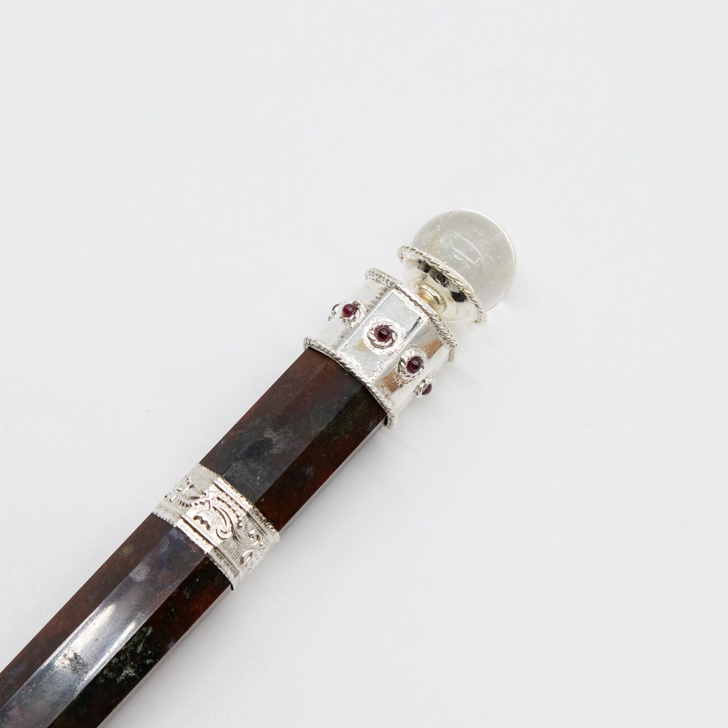 Varita Bloodroot Soverign -Extra Largo Fancy Jasper Magic- Parte superior de bola de cristal - 26cm - Varitas de Sanación con
