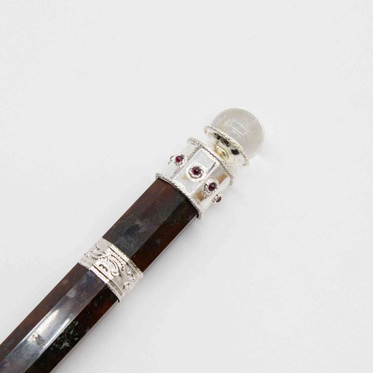 Varita Bloodroot Soverign -Extra Largo Fancy Jasper Magic- Parte superior de bola de cristal - 26cm - Varitas de Sanación con
