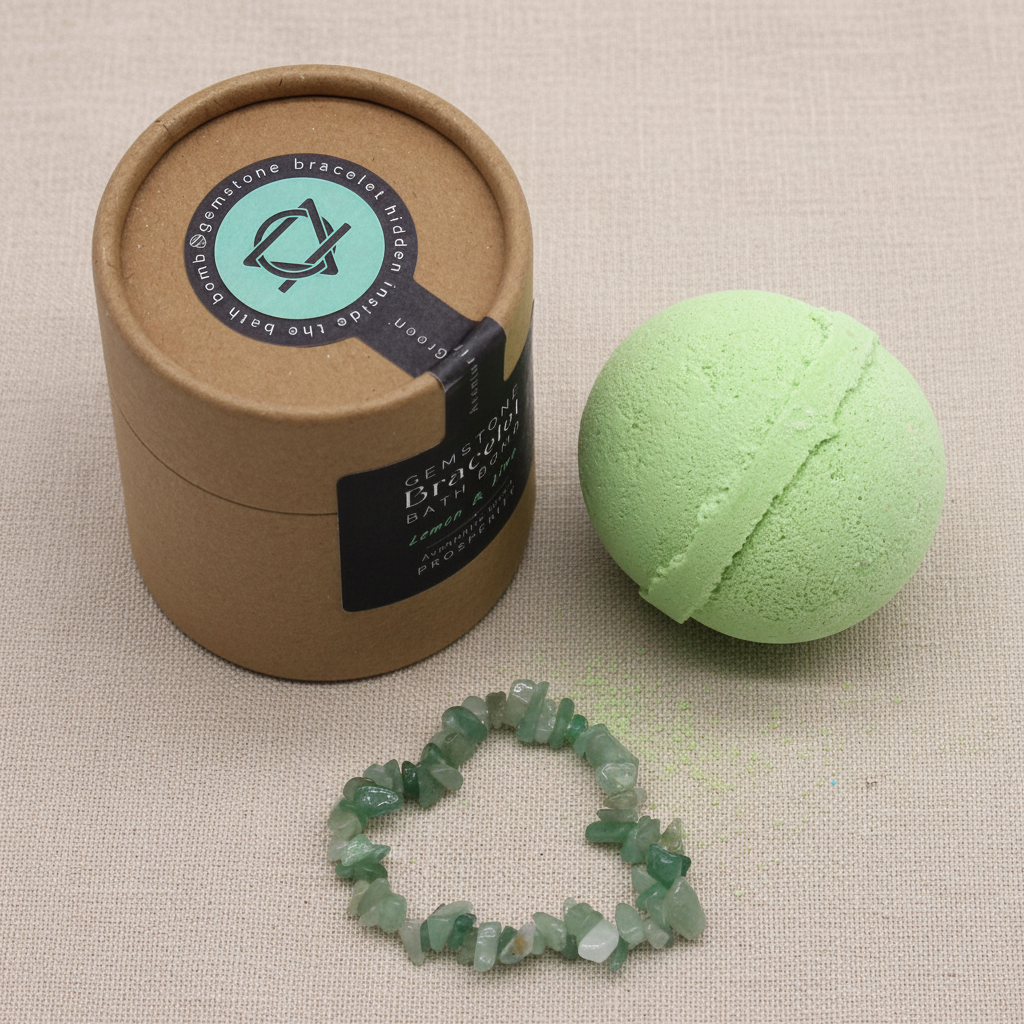 Bath Bomb with Green Aventurine Gemstone Bracelet