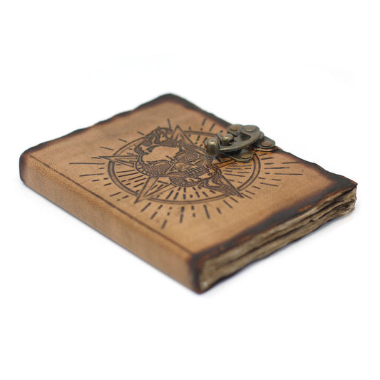 Pentagram and Skull Leather Journal · Burnt Pages