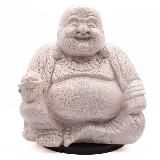Laughing Buddha Lamp - Crackled Lavender - Round base
