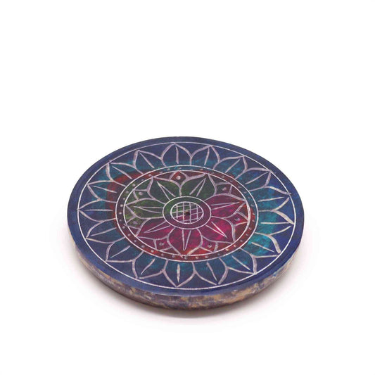 Porta-incienso Disco de Esteatita 8cm - Loto en Loto - Porta incienso de esteatita | El Bazar de Tizar