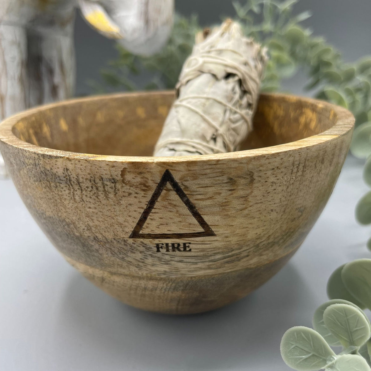 Cuenco de Madera para Ofrendas y Rituales - Los Cuatro Elementos - 11x7cm - Cuenco de Madera para ofrendas y rituales