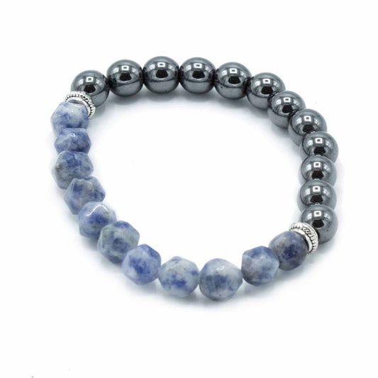 Carved Gemstone Bracelet - Magnetic Sodalite