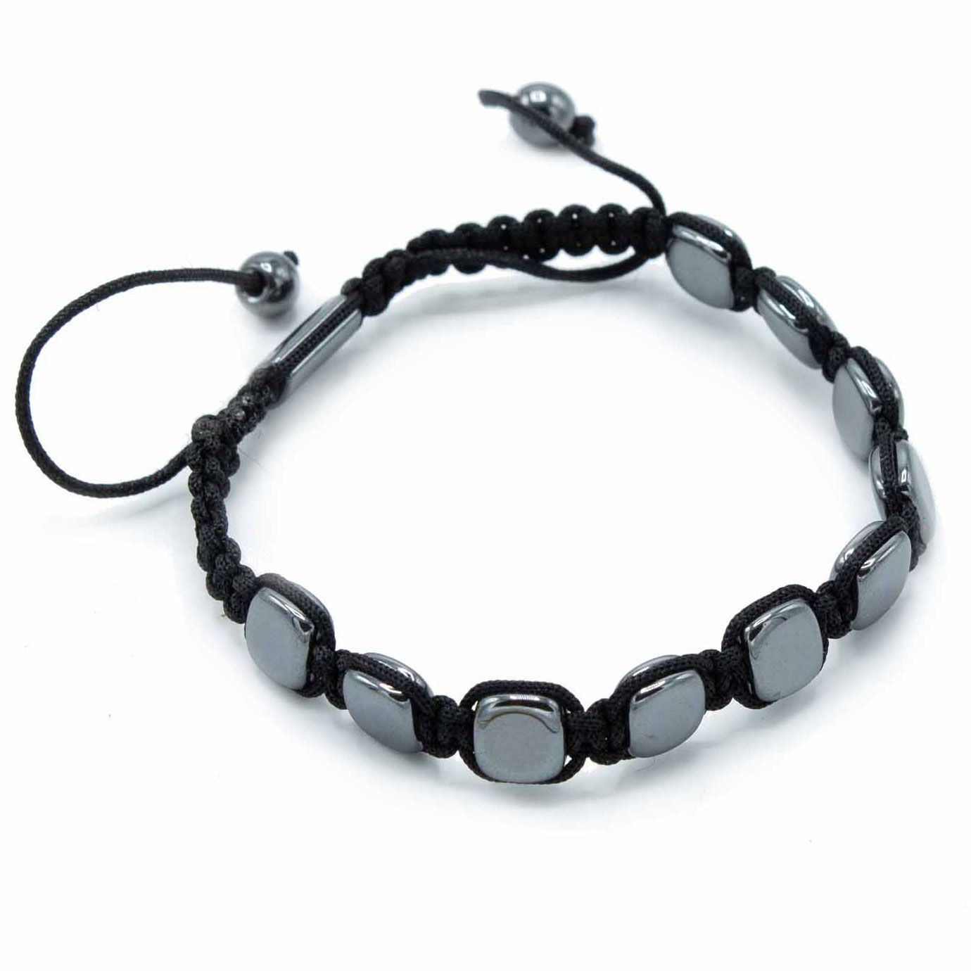 Pulsera Magnética Shamballa de Hematita - Esquinas Redondeadas