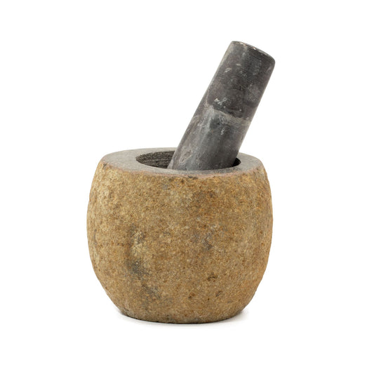 Decorative Natural River Stone Mortar and Pestle - Small (approx 9x7 cm)