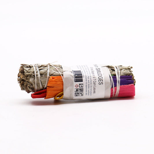 Atado de Hierba - Salvia Blanca y 7 Hojas de Maiz - Atados de Smudge – Envuelto individualmente
