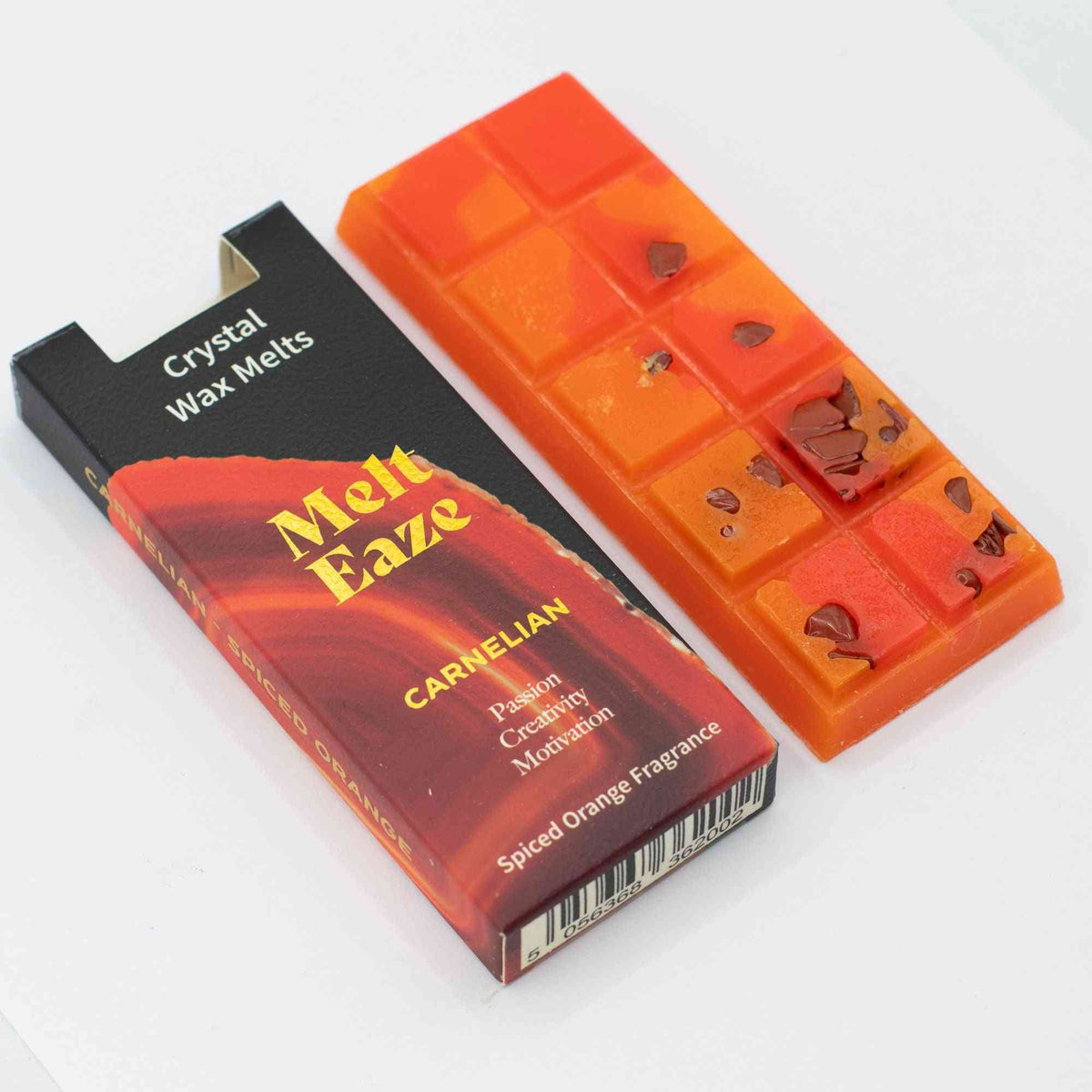 MeltEaze Wax Melts 50g - Fuego de Cornalina - Naranja especiada - Pastillas de Cera derretibles con Gemas | El Bazar de Tizar