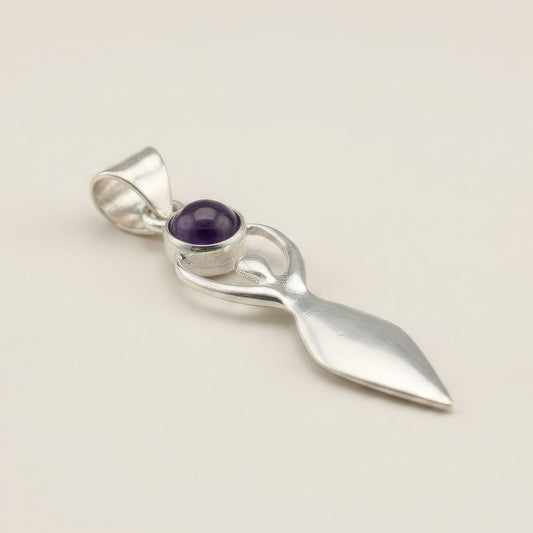 Colgantes devocionales de la India - Baño de plata (Cordón de 45 cm) - Diosa Amatista