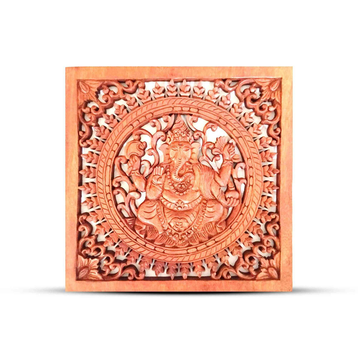 Decorative Wooden Panel with Square Buddha 30x30cm