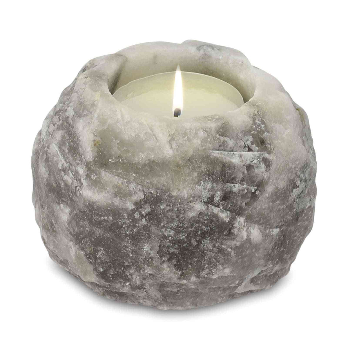 Portavelas de Sal Gris 600-800g - Lámparas de Sal del Himalaya | El Bazar de Tizar