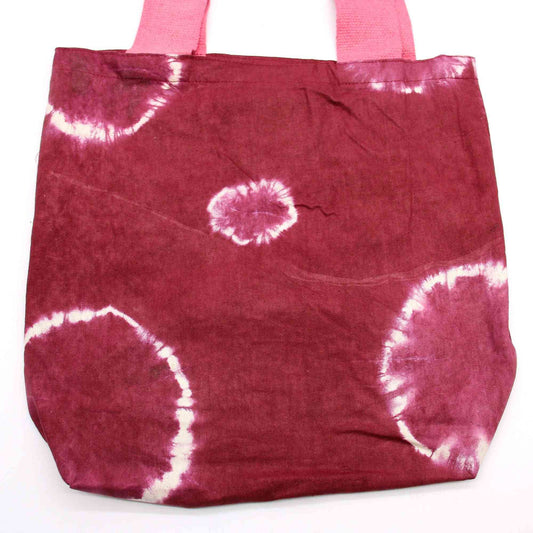 Bolsa de Algodon Natural con Diseño "Tie Dye" (220g)- 38x42x12cm - Anillos Granate - Asa Rosa - imagen 4 - El Bazar de Tizar