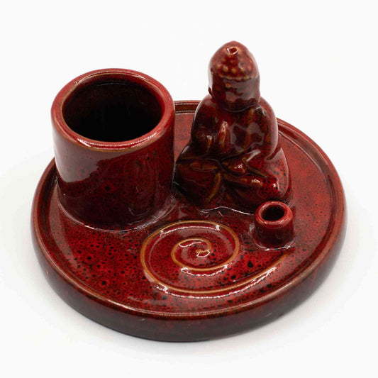 Plato de incienso de Buda multiuso - cerámica roja suave - Placas de incienso de Buda
