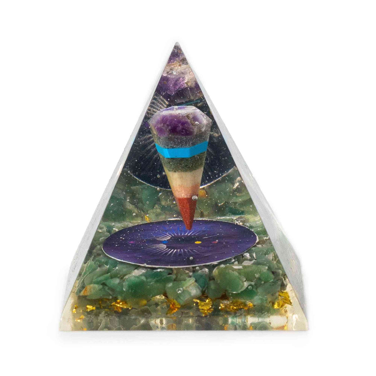 Med Orgonita Pirámides 7x6 cm - Péndulo - Chips de Aventurina Verde - Objetos y pirámides de orgonita