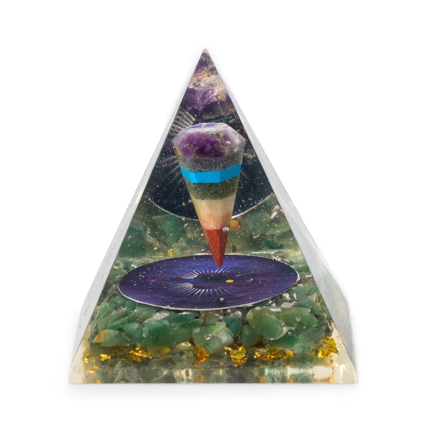 Med Orgonita Pirámides 7x6 cm - Péndulo - Chips de Aventurina Verde - Objetos y pirámides de orgonita