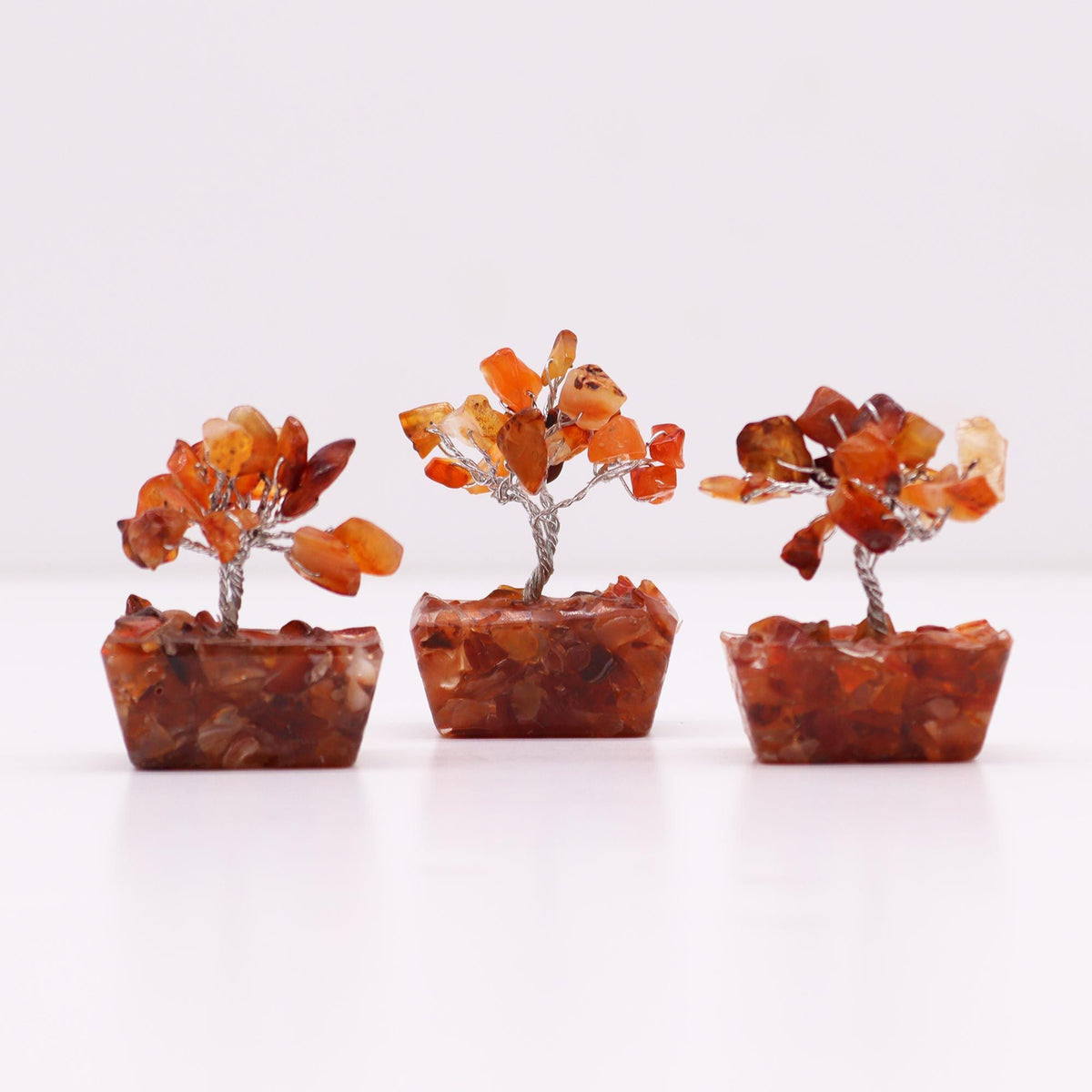 Mini árbol de piedras preciosas sobre base de orgonita - Cornalina (15 piedras) - Mini Árboles De Piedras Preciosas