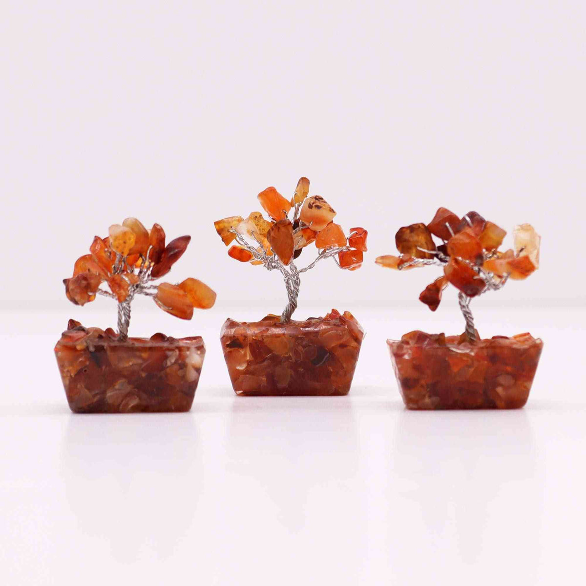 Mini árbol de piedras preciosas sobre base de orgonita - Cornalina (15 piedras) - Mini Árboles De Piedras Preciosas