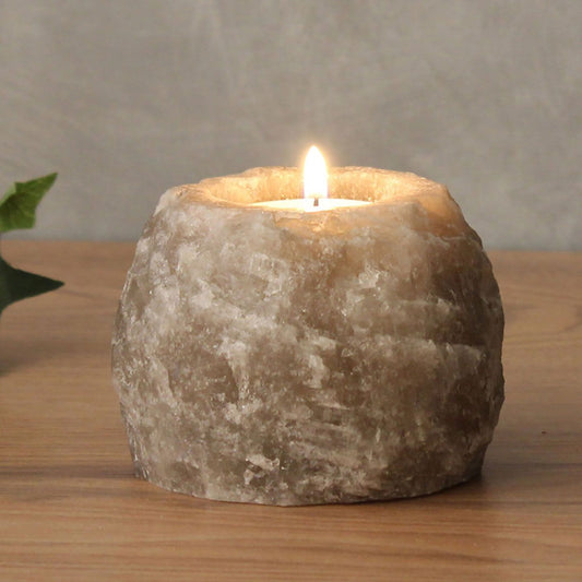 Portavelas de Sal Gris 600-800g - Lámparas de Sal del Himalaya | El Bazar de Tizar