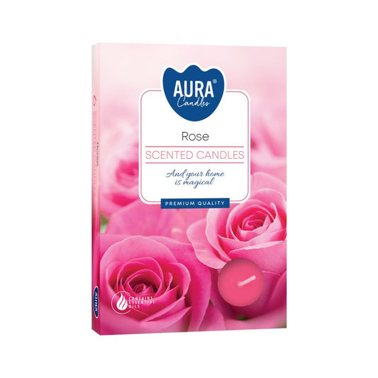 1x Set de 6 Velas de Té Perfumadas - Rose - Velas de té perfumadas