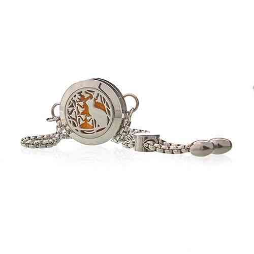 Pulsera de Cadena de Aromaterapia - Gato y Flores - 20mm - Collares Difusores de Aromaterapia