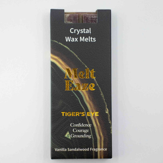 MeltEaze Wax Melts 50g - Tigereye Strength - Vainilla Sándalo - Pastillas de Cera derretibles con Gemas | El Bazar de Tizar