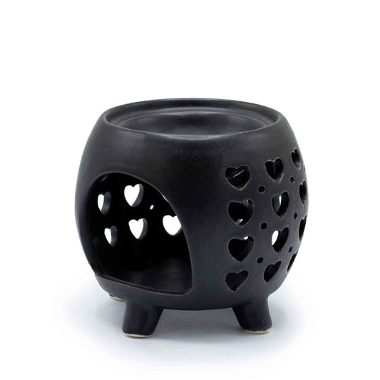 Brûleur à Huile Type Pot Cœurs Multiples - Noir Mat