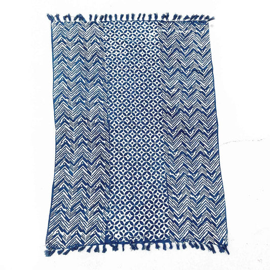 Handmade indigo blanket - 170x120cm - Namoona Waves