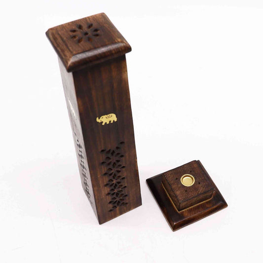 Box of 2 Tapered Incense Tower - Mango Wood - Soporte de Incienso