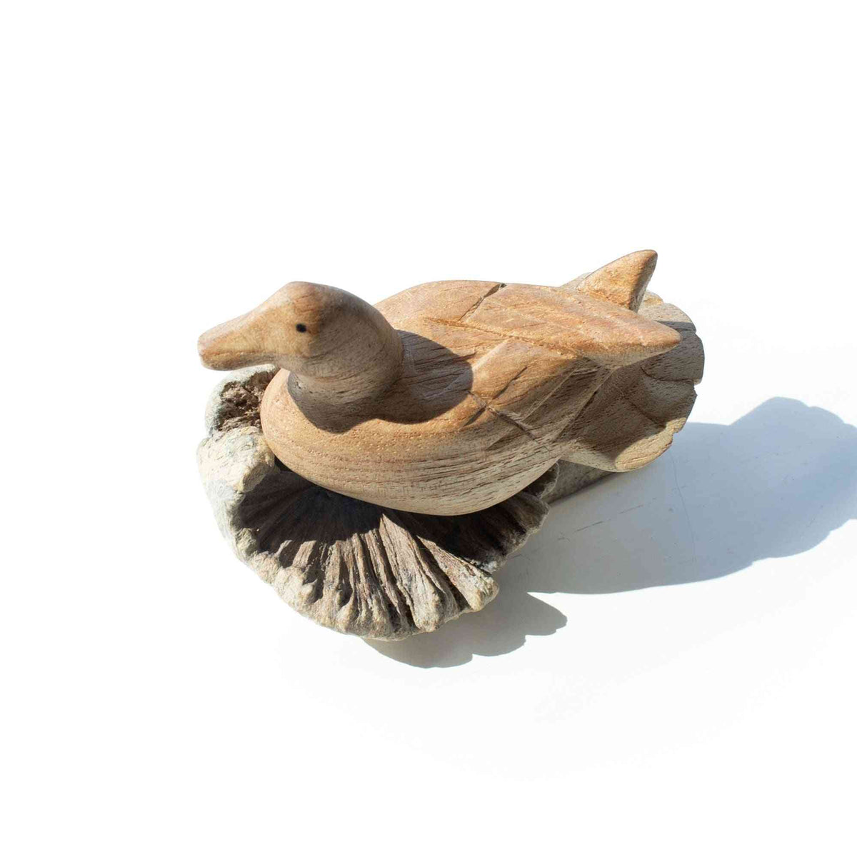 Handmade parasitic wood art carving - Resting wild duck