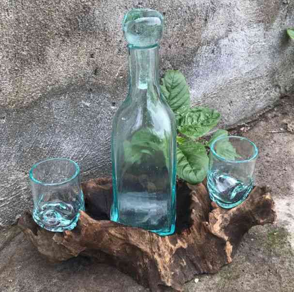 Vidrio Fundido Sobre Madera - Set Whisky