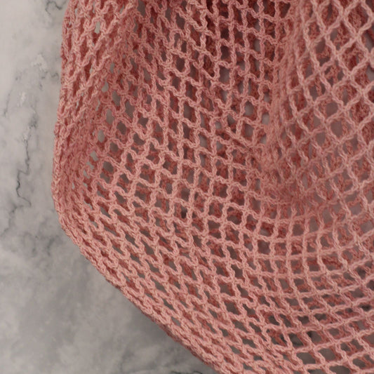 Bolsa de Malla de Algodón Puro - Rosa - Bolsa de Malla de Algodón y Yute Suave Puro