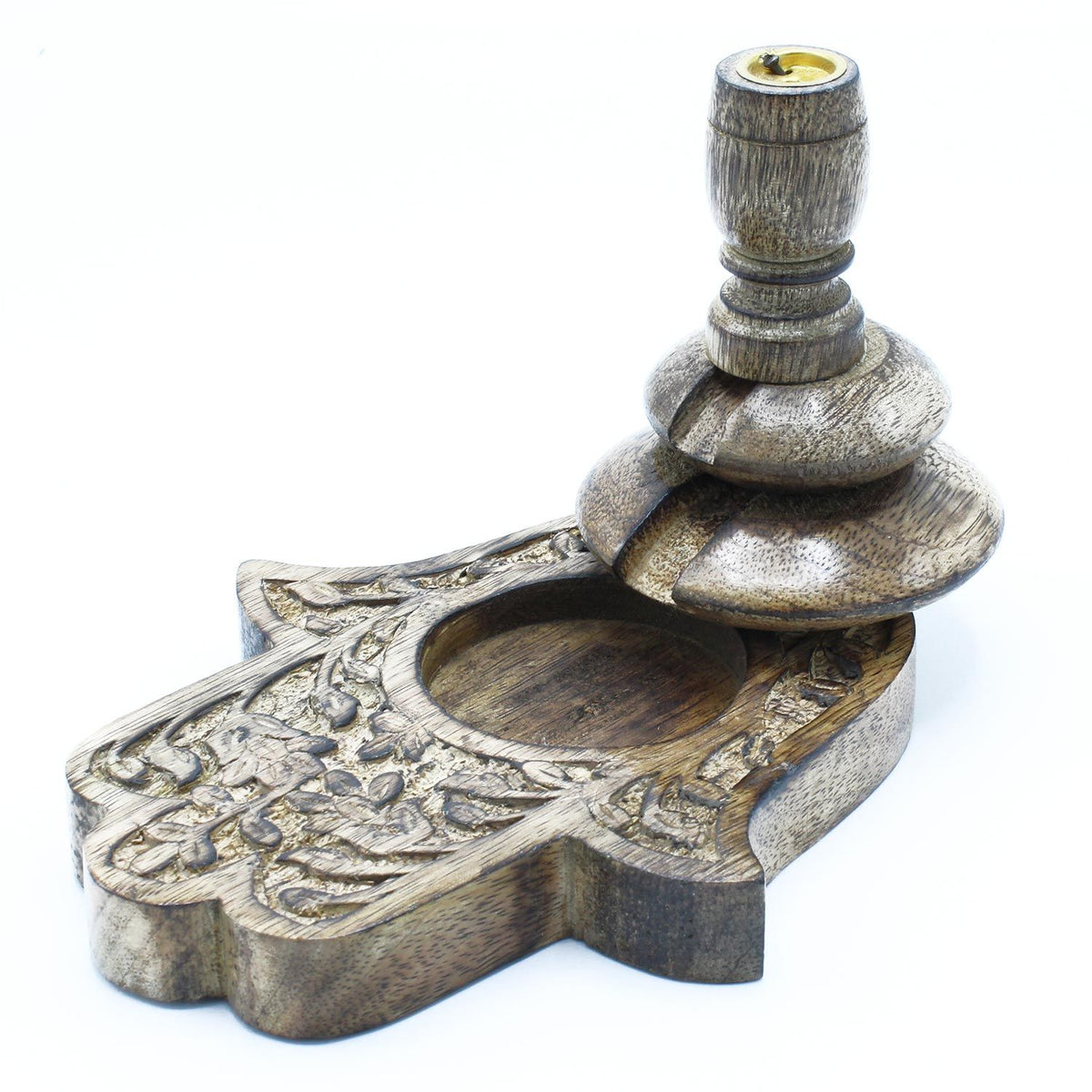 Med Quemador Inverso Madera de Mango - Hamsa - Quemador de Flujo Inverso de Madera de Mango