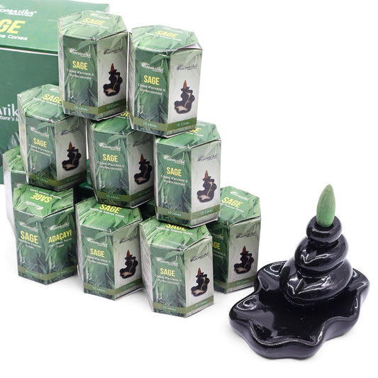 Paquete de 10 Inciensos Masala Backflow - Salvia