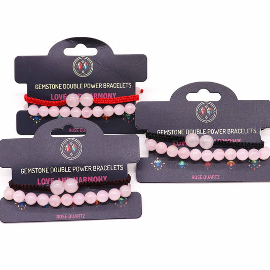 Double Power Bracelets - Rose Quartz