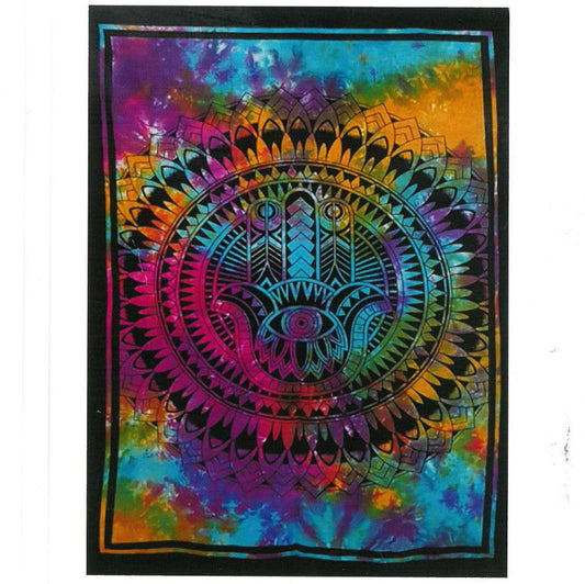Arte de pared de algodón - Mano de hamsa - Tapices de algodón para la pared