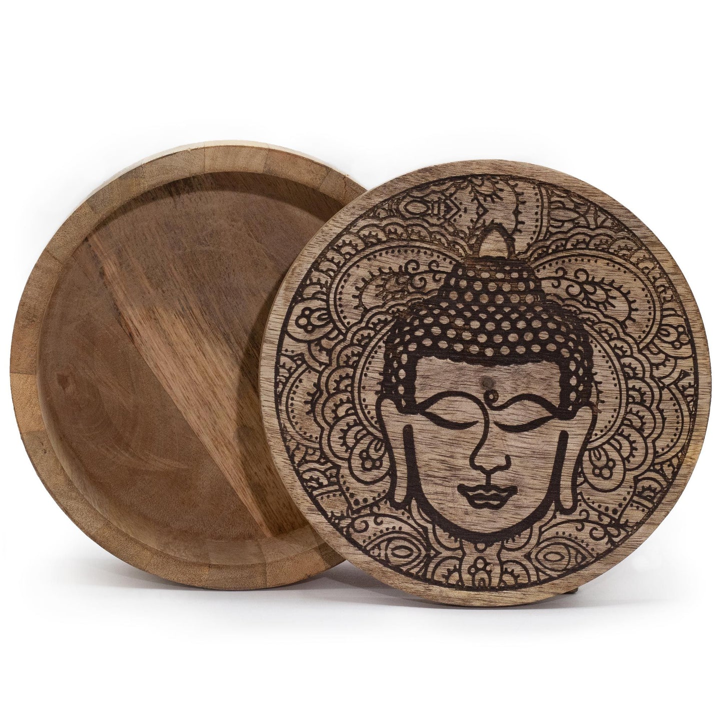 Caja Redonda Grande 17,5x7,5cm - Cara de Buda Negra