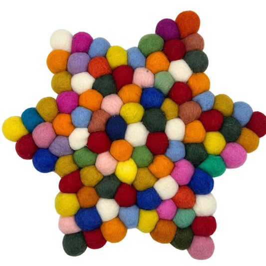 Tapete central de estrella de fieltro - 38 x 18 cm, multicolor