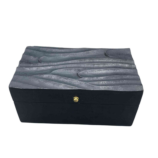 Vintage Deco - Caja Multiusos - 22x12x10cm - Remolinos Negros - Caja de Madera Vintage - Multiusos