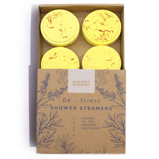Zen Shower Steamers - Cuarteto de Bienestar Terapéutico - Desestresante (Amarillo) - Set Vaporizadores Ducha Zen