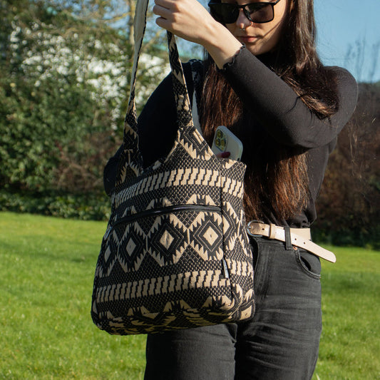 Bolsas Jacquard Naturales – Telar del Desierto – Bolsa Musa Viajera - Bolsas Jacquard Naturales – Atlas Nomad, Artisan Produc