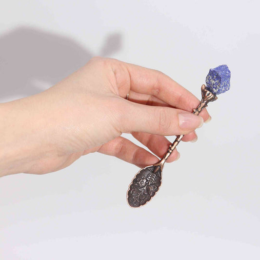 Set de 7 Cucharas de Bruja de Cristal con Piedra Preciosa de Bronce