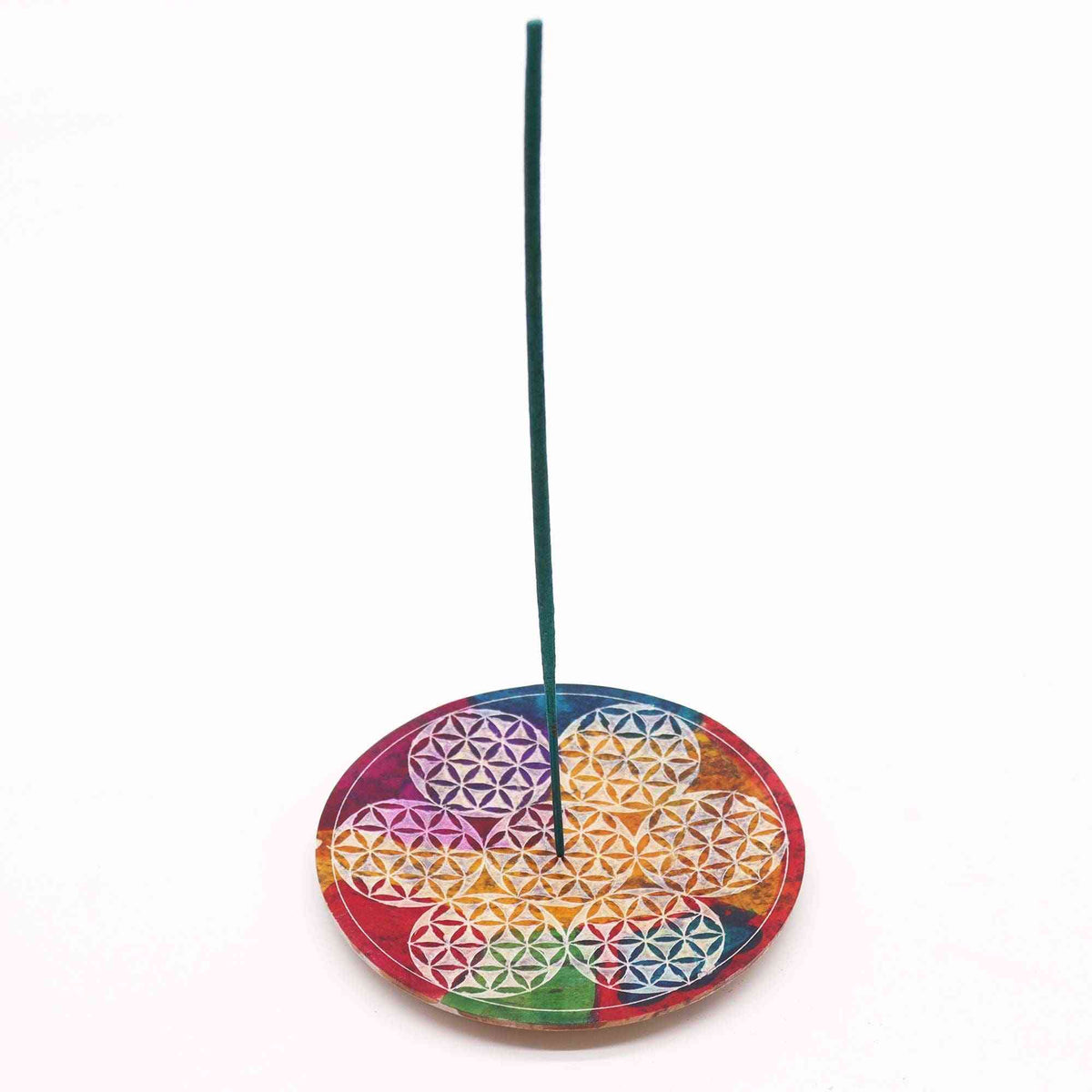 Porta-incienso Disco de Esteatita 12cm - 7 Flor de la Vida - Porta incienso de esteatita | El Bazar de Tizar