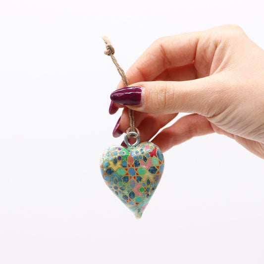 Small decorative wooden heart - Mediterranean tile