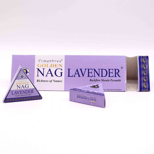 Conos de Incienso Jumbo Dorado Nag - Lavanda Back Reflujo 42g - Conos de Incienso Reflujo Inverso Jumbo Golden Nag | El Bazar