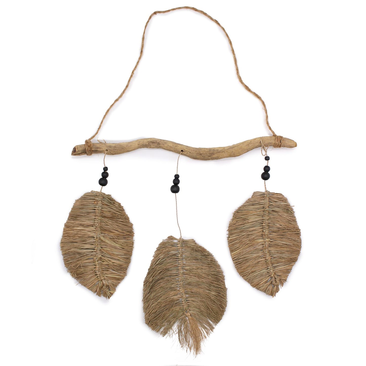 Colgante Decorativo Tres Hojas de Rafia · Driftwood y Madera de Pino