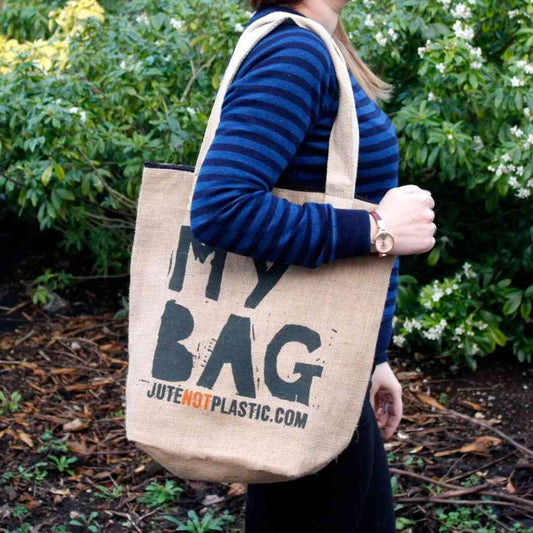 Bolso de yute ecológico - Mi bolsa - (4 diseños surtidos) - bolso-yute ecologico india | El Bazar de Tizar