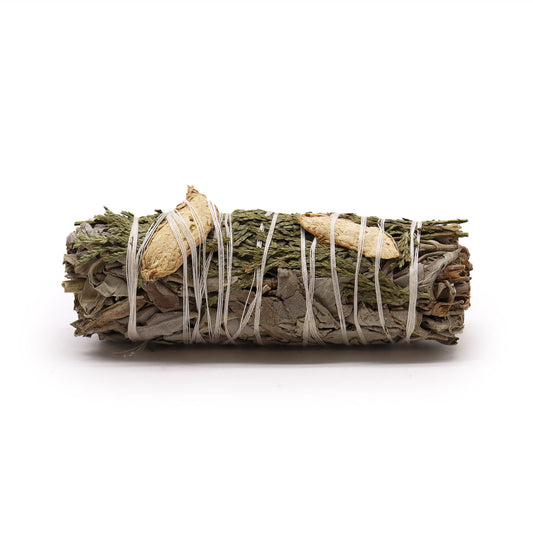 Atado de Hierba - Salvia Blanca, Jengibre y Cedro - Atados de Smudge – Envuelto individualmente