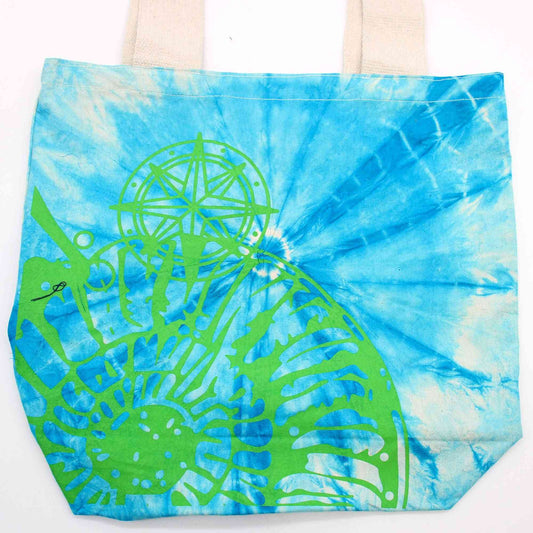 Bolsas de Algodón "Tie Dye" (170g) - 38x42x12cm - Concha Marina - Azul y verde - Asa Verde - imagen 3 - El Bazar de Tizar