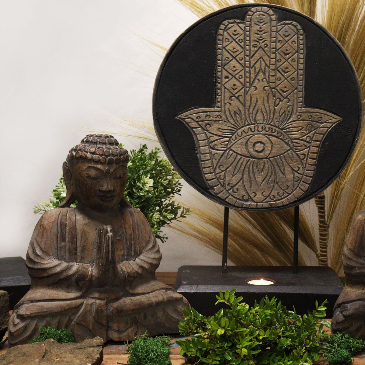 Feng Shui Buddha Set - Hamsa - Grey