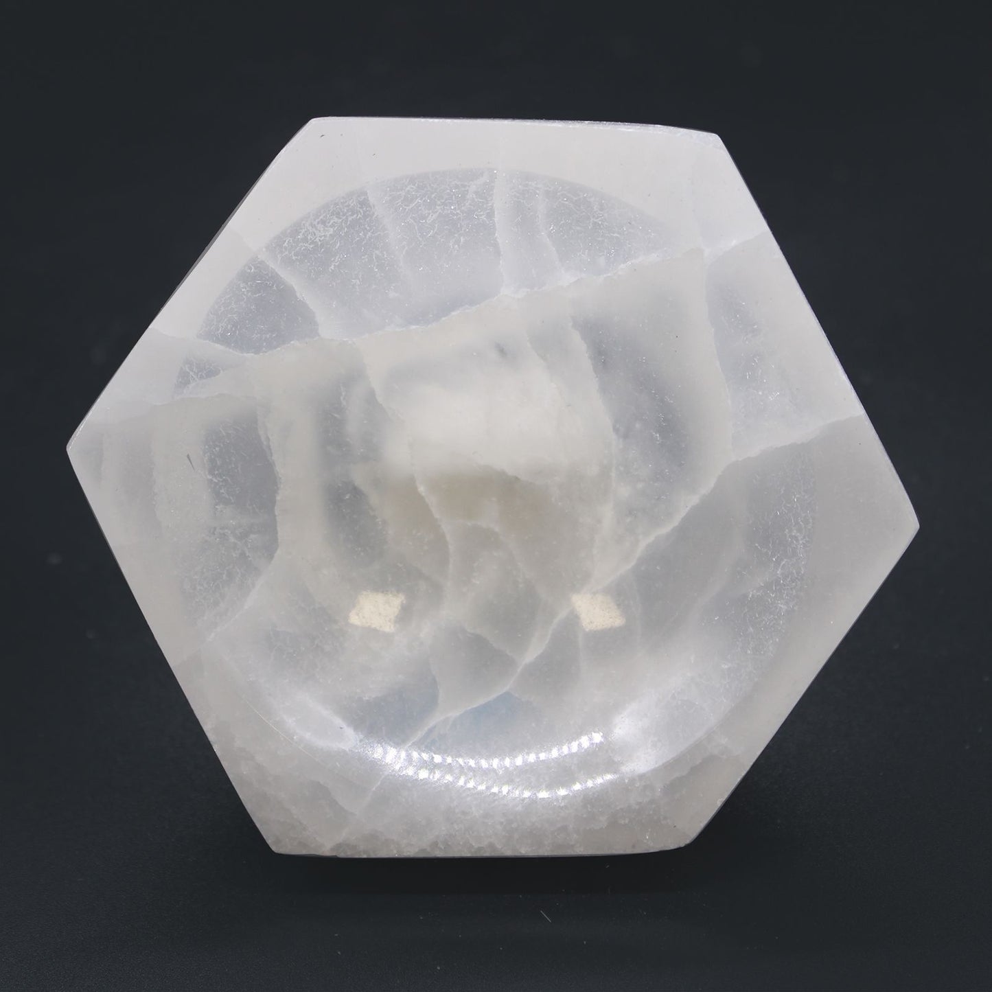 Cuenco hexagonal de selenita - 10cm - Cuenco de selenita